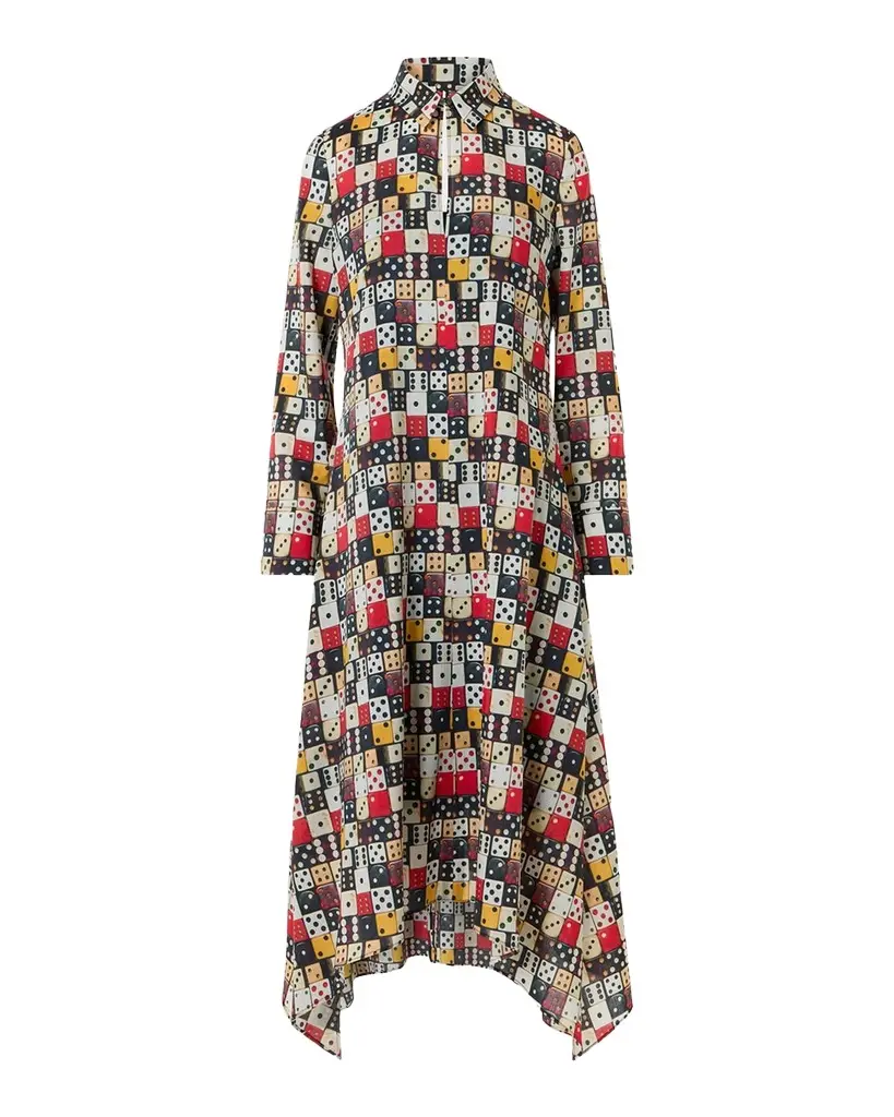 Akris punto Small Dice-Print Wool Shirtdress | Image 1 Akris punto Small Dice-Print Wool Shirtdress | Image 1