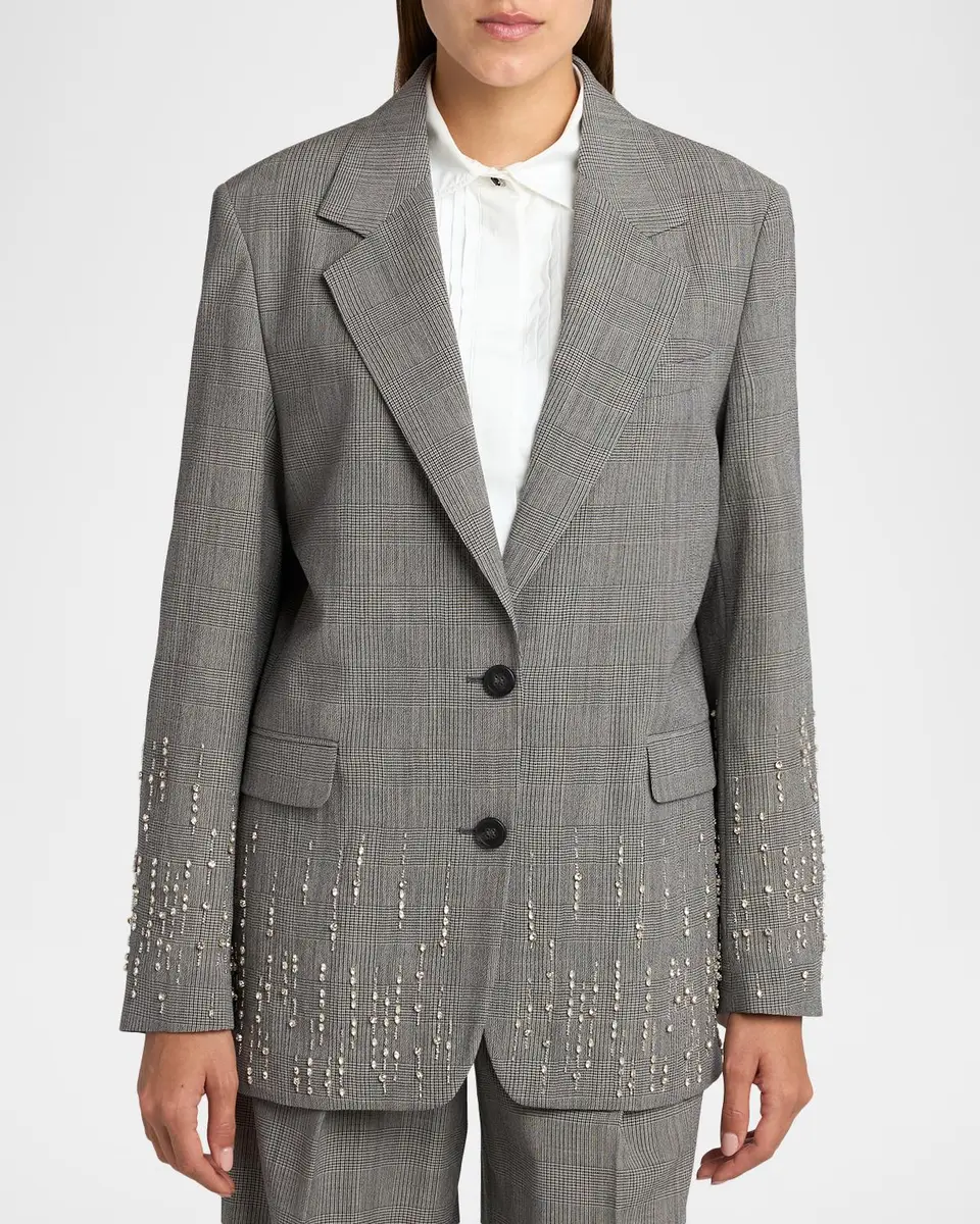 Golden Goose Embellished Prince of Wales Check Oversized Blazer | Thumbnail 4 Golden Goose Embellished Prince of Wales Check Oversized Blazer | Thumbnail 4