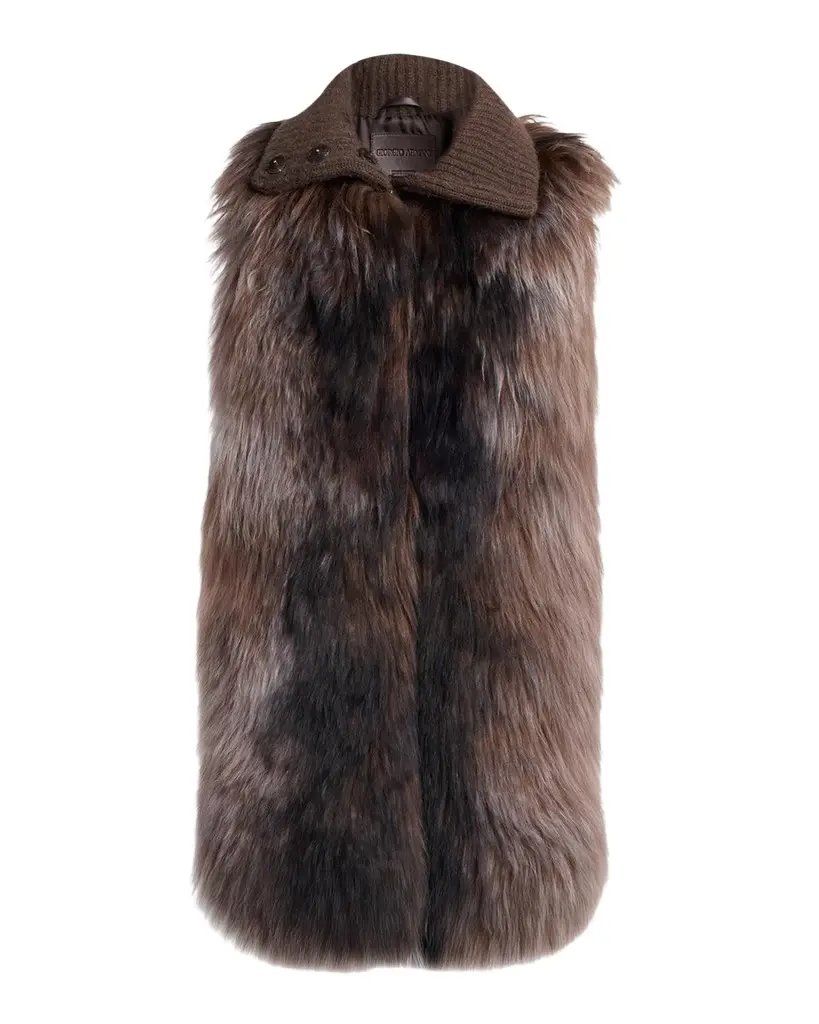 Giorgio Armani Shearling Vest with Knit Collar | Image 1 Giorgio Armani Shearling Vest with Knit Collar | Image 1