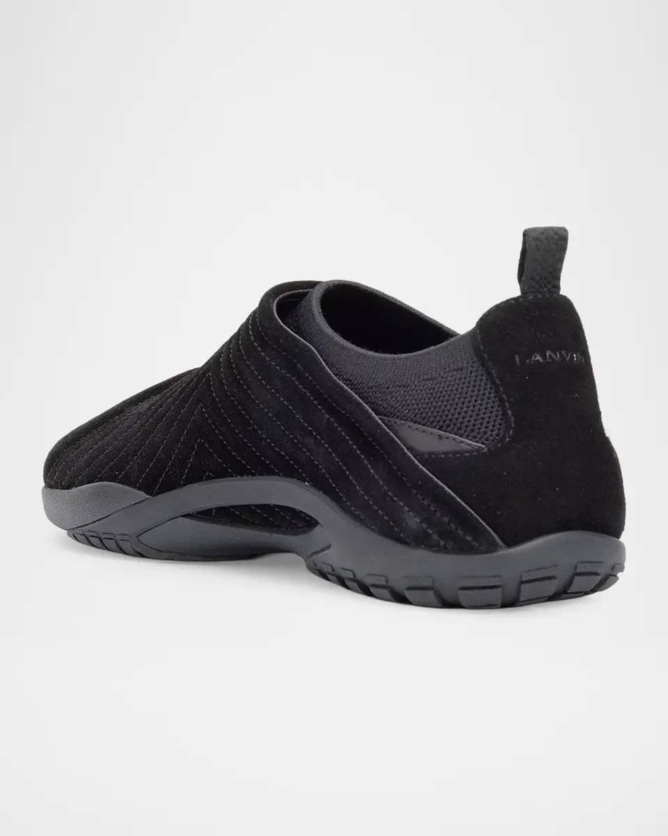 Lanvin Men's Mesh Knit and Leather Grip-Strap Sneakers | Thumbnail 4 Lanvin Men's Mesh Knit and Leather Grip-Strap Sneakers | Thumbnail 4