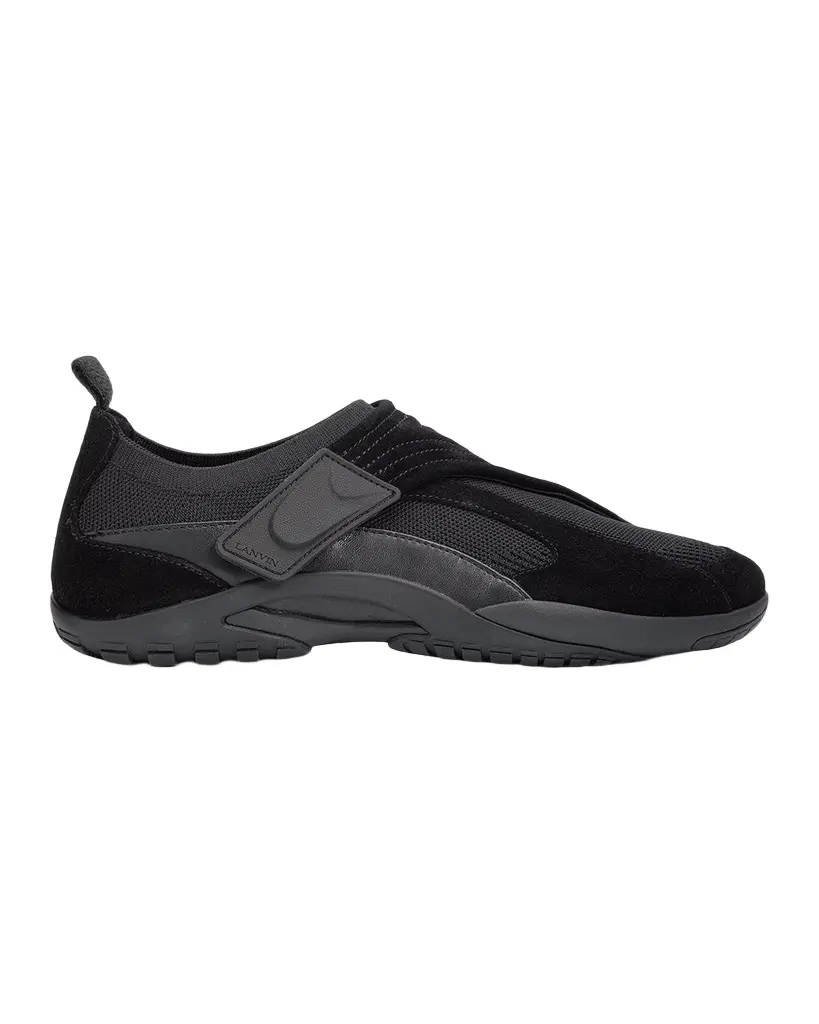 Lanvin Men's Mesh Knit and Leather Grip-Strap Sneakers | Image 1 Lanvin Men's Mesh Knit and Leather Grip-Strap Sneakers | Image 1
