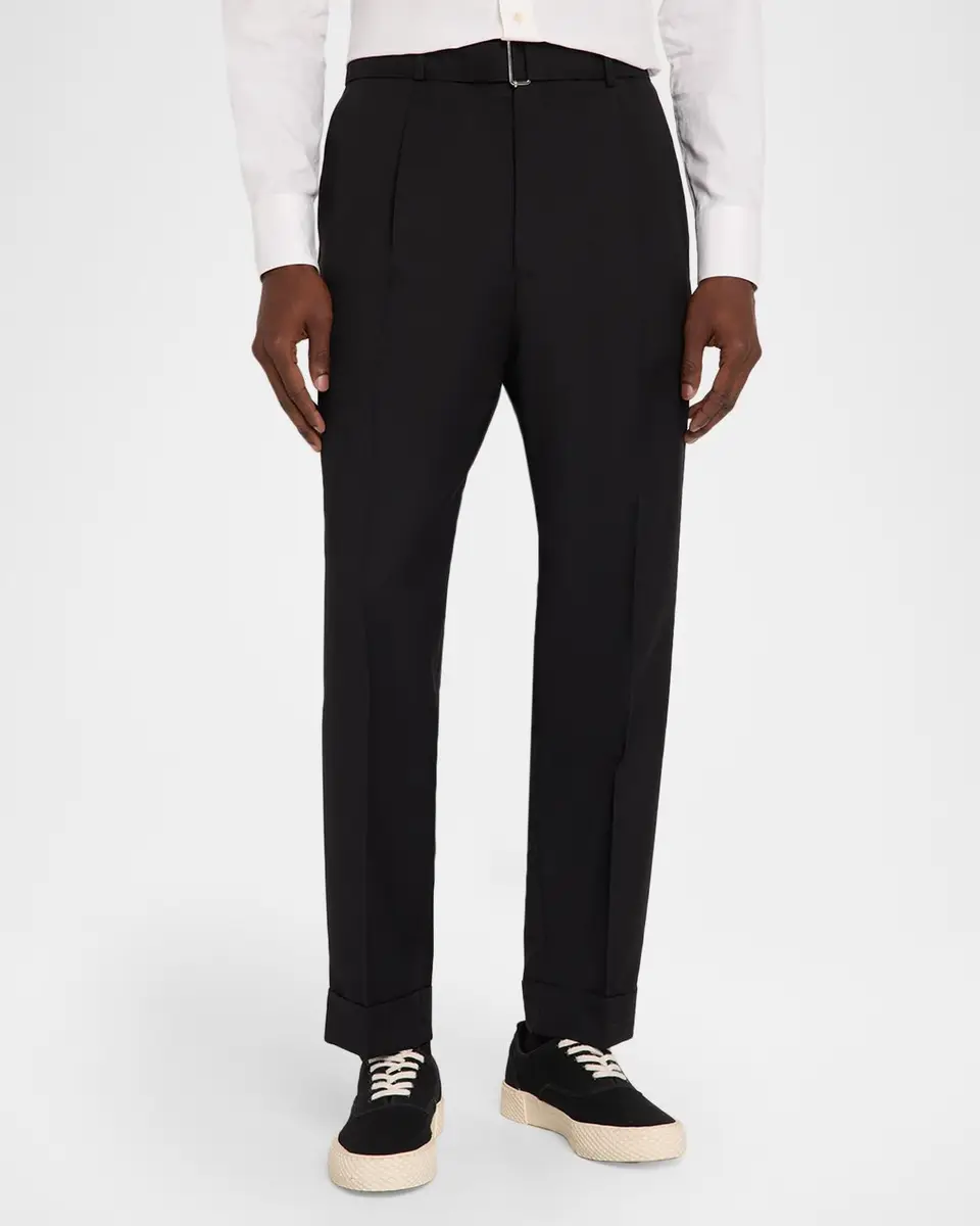 OFFICINE GÉNÉRALE Men's Hugo Wool Belted Trousers | Thumbnail 4 OFFICINE GÉNÉRALE Men's Hugo Wool Belted Trousers | Thumbnail 4