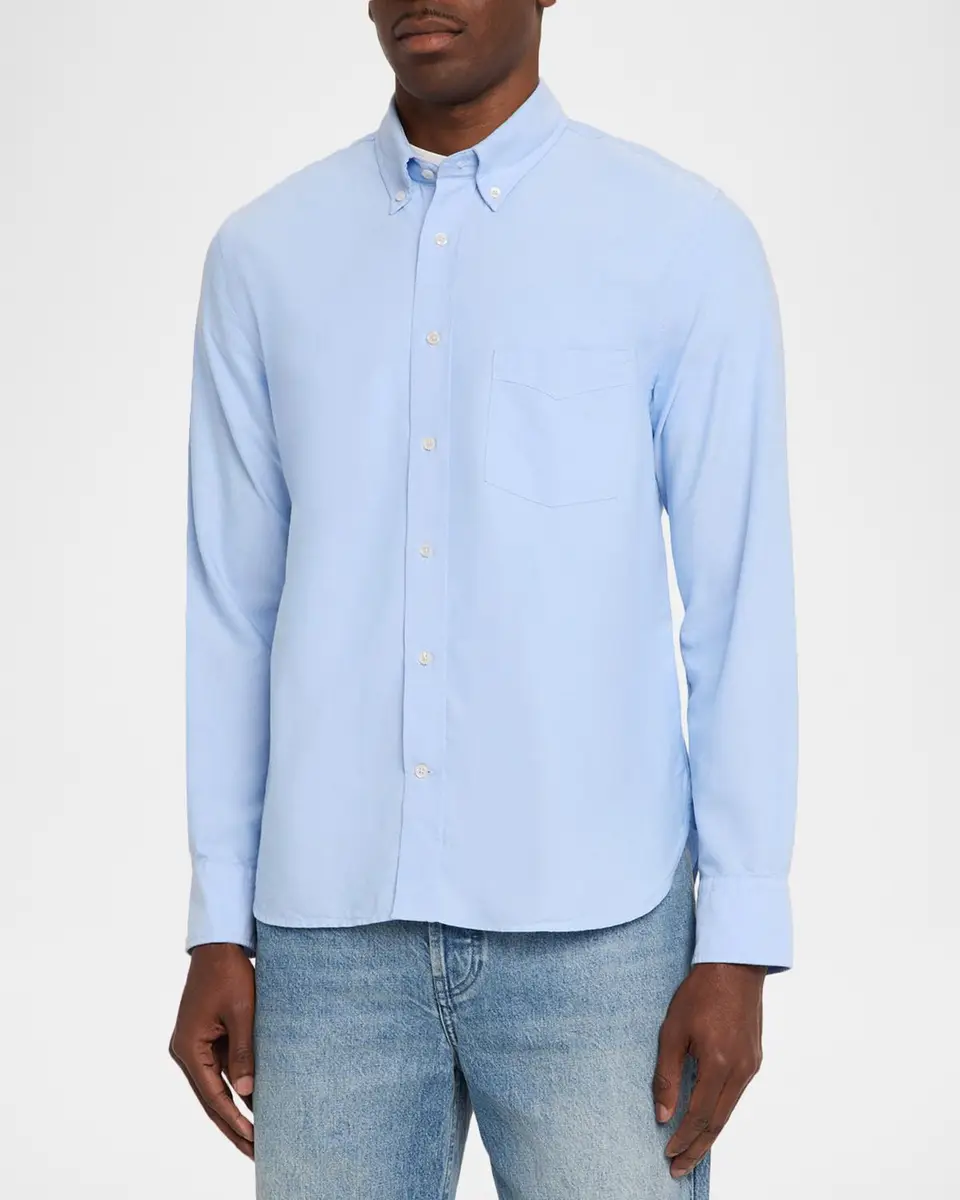 OFFICINE GÉNÉRALE Men's Cotton Oxford Button-Down Shirt | Thumbnail 4 OFFICINE GÉNÉRALE Men's Cotton Oxford Button-Down Shirt | Thumbnail 4