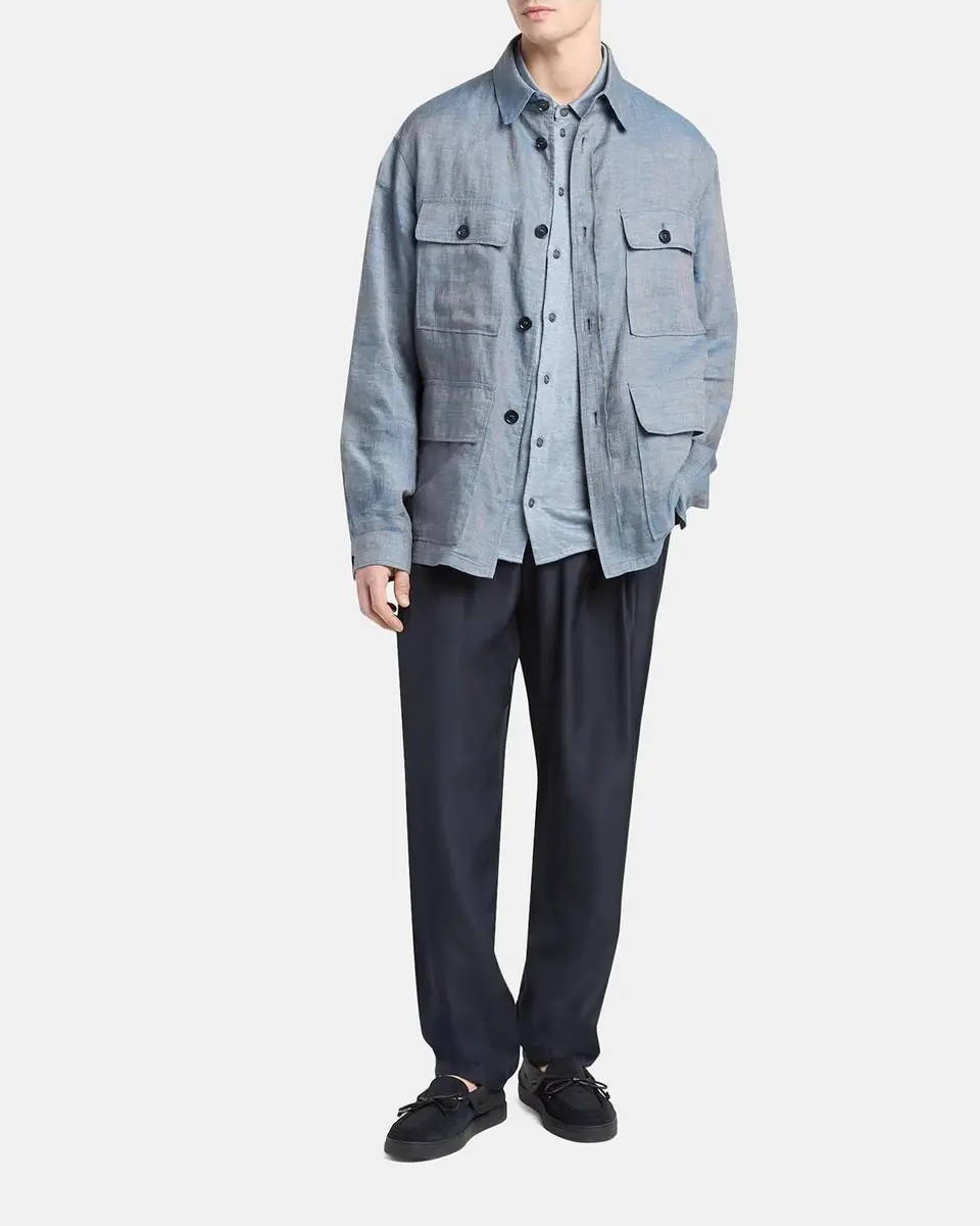Giorgio Armani Men's Jersey Linen Button-Down Shirt | Thumbnail 2 Giorgio Armani Men's Jersey Linen Button-Down Shirt | Thumbnail 2