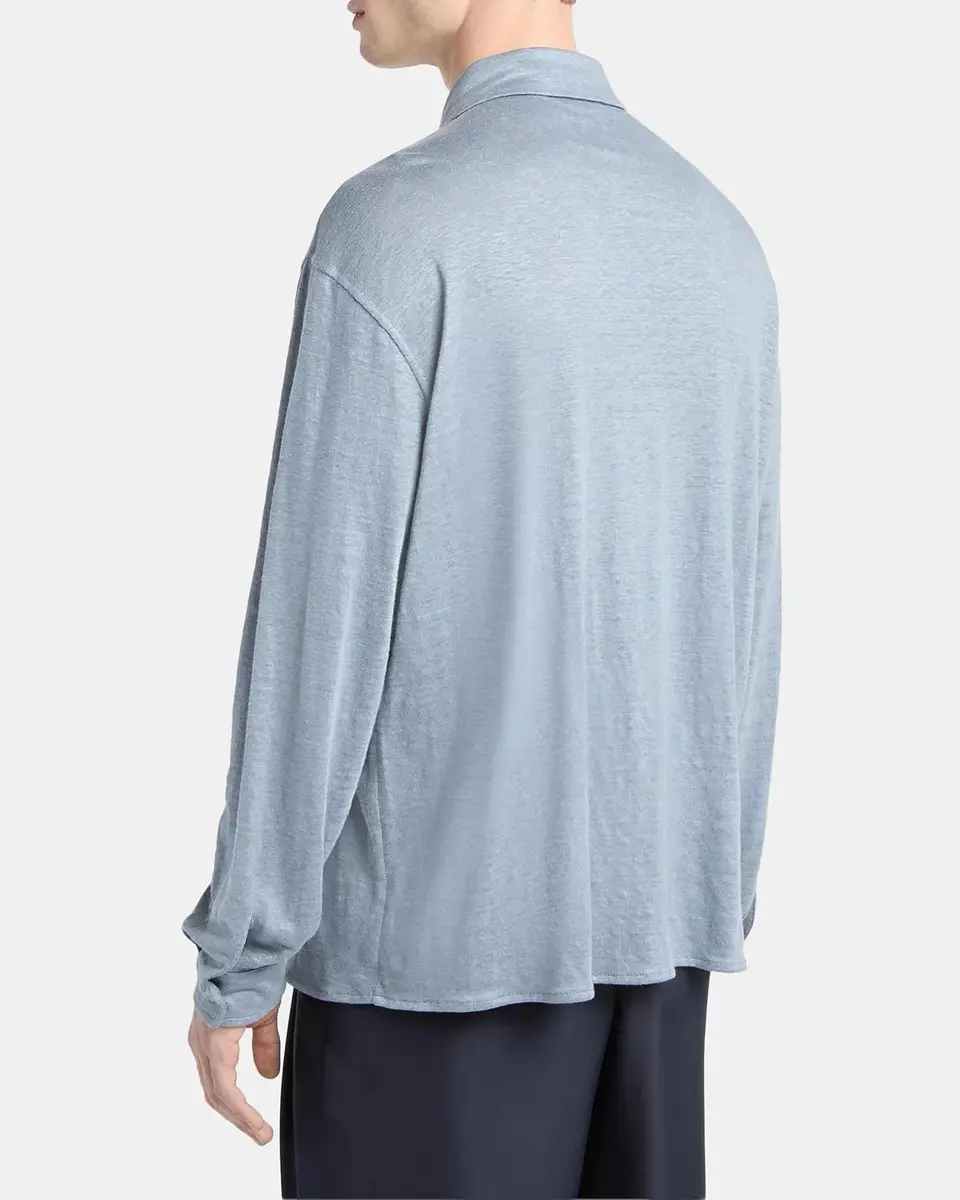 Giorgio Armani Men's Jersey Linen Button-Down Shirt | Thumbnail 3 Giorgio Armani Men's Jersey Linen Button-Down Shirt | Thumbnail 3