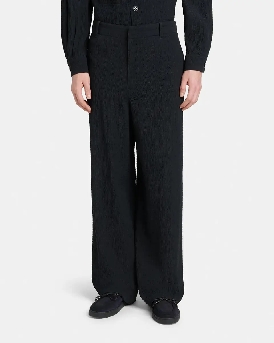Giorgio Armani Men's Seersucker Wide-Leg Trousers | Thumbnail 4 Giorgio Armani Men's Seersucker Wide-Leg Trousers | Thumbnail 4