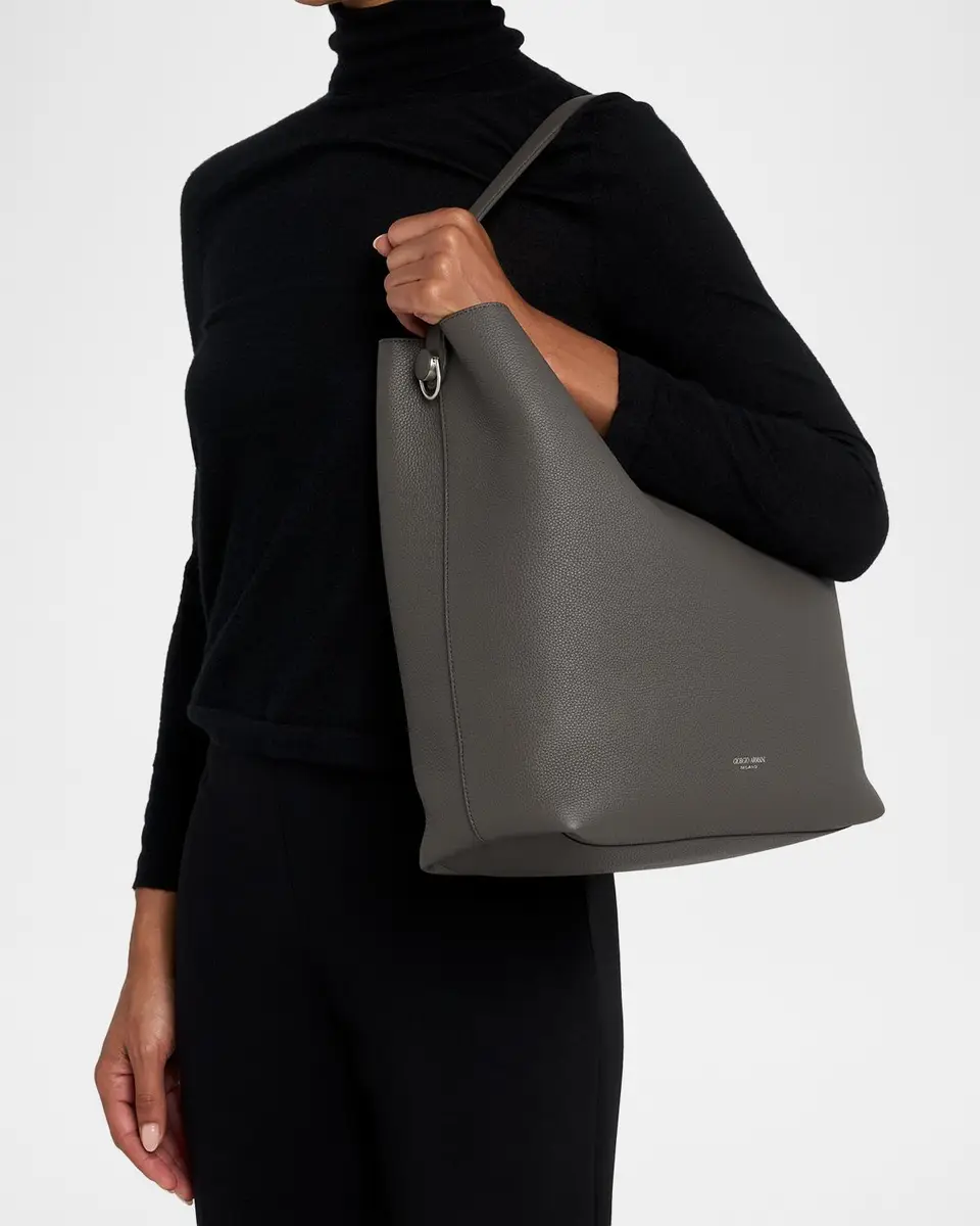 Giorgio Armani Large Grain Leather Hobo Bag | Thumbnail 2 Giorgio Armani Large Grain Leather Hobo Bag | Thumbnail 2