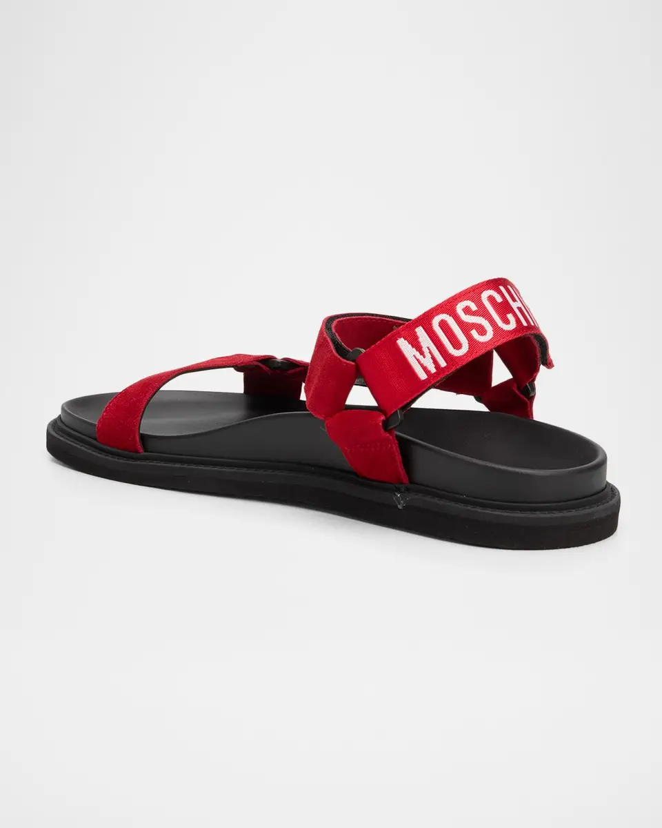 MOSCHINO Men's Logo Leather Sandals | Thumbnail 2 MOSCHINO Men's Logo Leather Sandals | Thumbnail 2