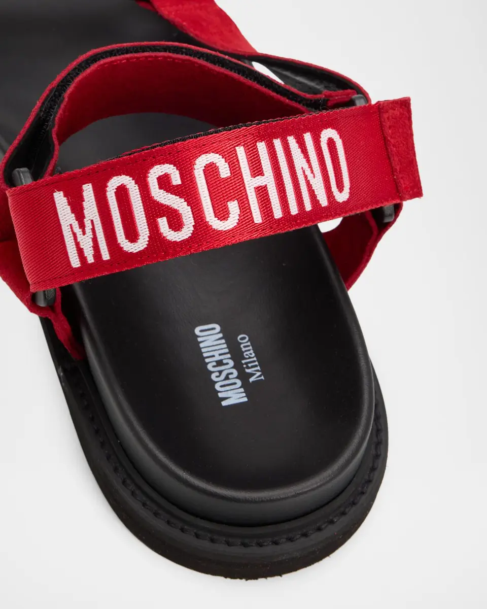 MOSCHINO Men's Logo Leather Sandals | Thumbnail 3 MOSCHINO Men's Logo Leather Sandals | Thumbnail 3