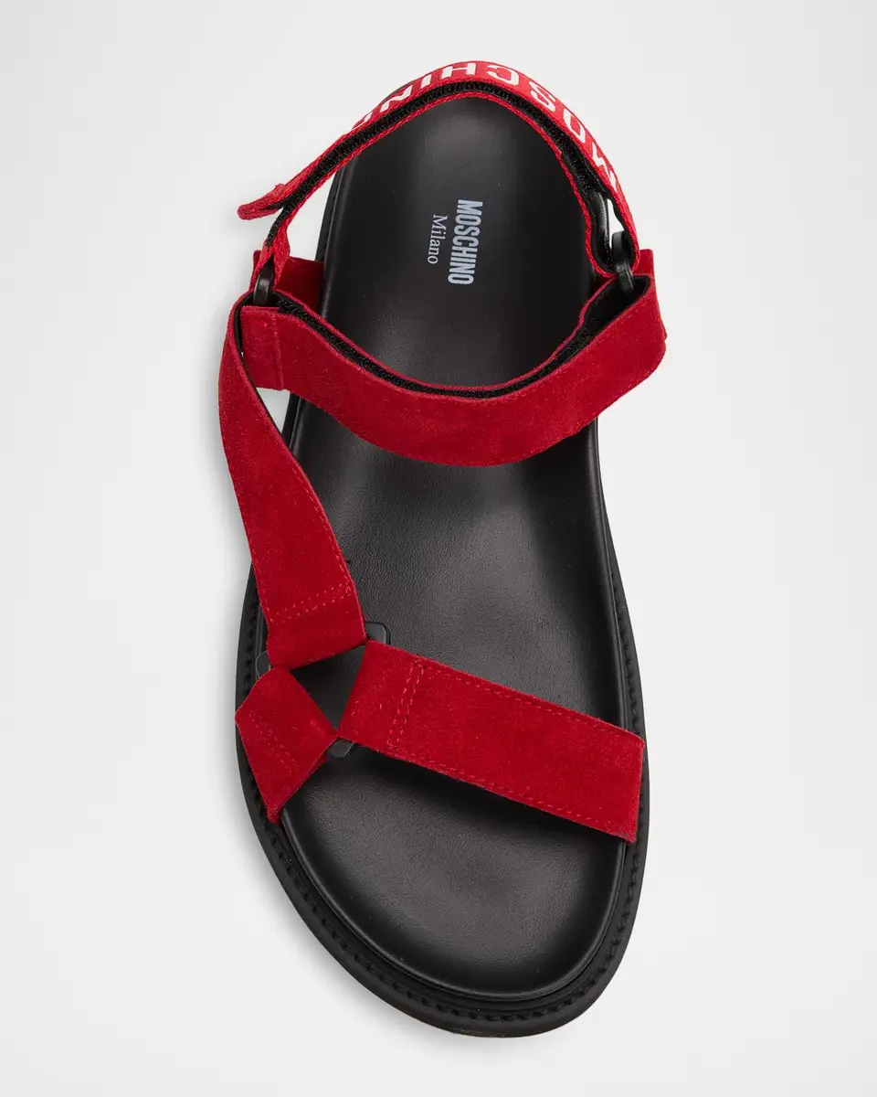 MOSCHINO Men's Logo Leather Sandals | Thumbnail 4 MOSCHINO Men's Logo Leather Sandals | Thumbnail 4