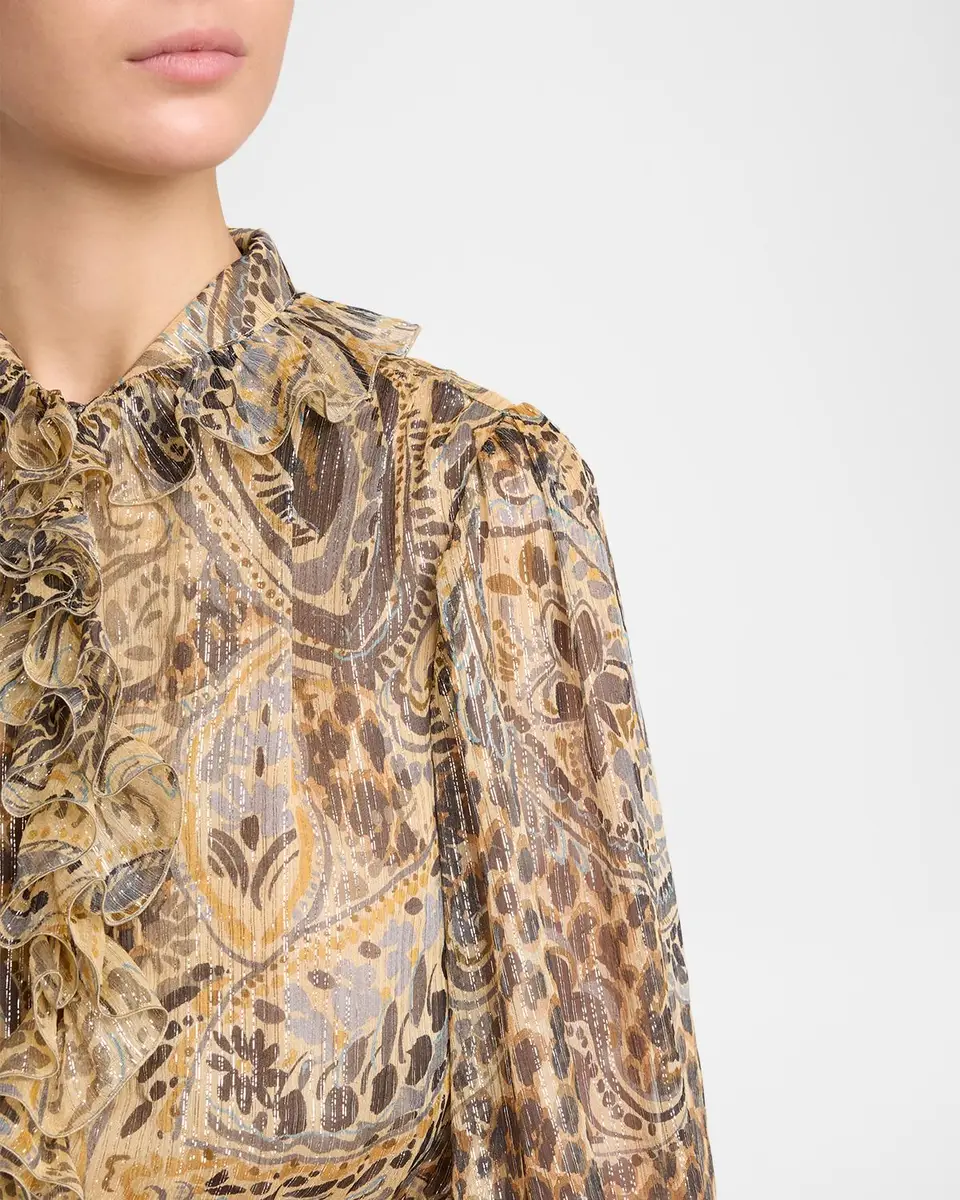 Etro Metallic Paisley Leopard-Print Silk Midi Dress | Thumbnail 5