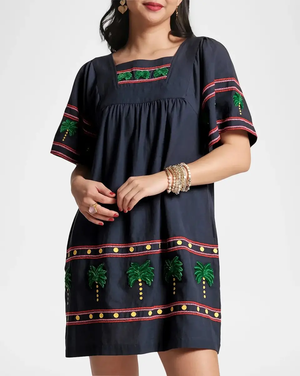 Frances Valentine Picnic Palm-Embroidered Mini Shift Dress | Thumbnail 3 Frances Valentine Picnic Palm-Embroidered Mini Shift Dress | Thumbnail 3