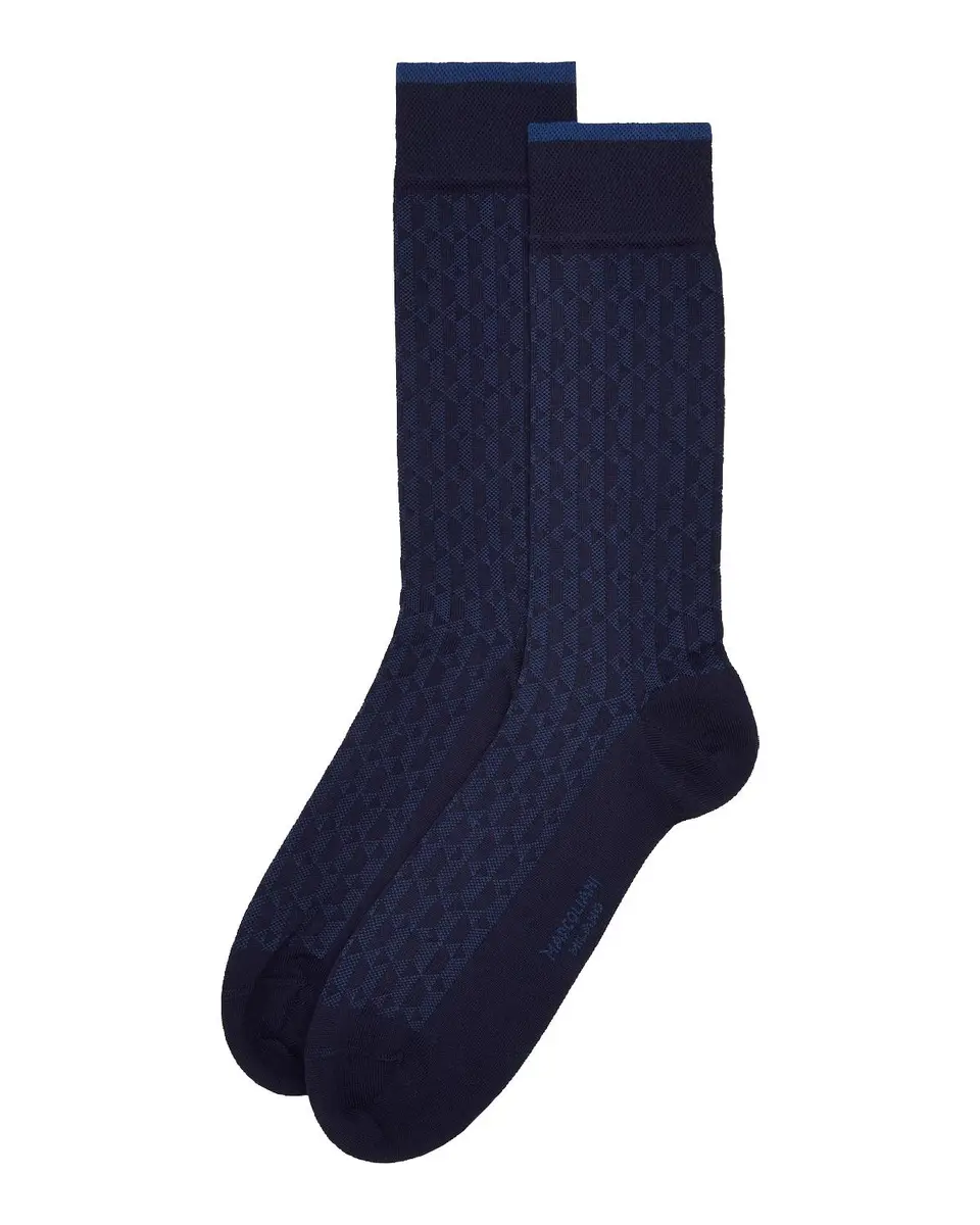 Marcoliani Men's Diamond-Pattern Cotton-Blend Mid-Calf Socks | Thumbnail 3