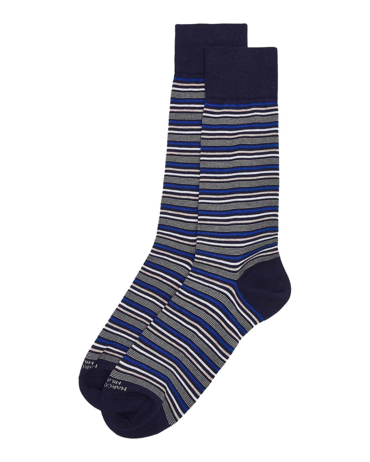 Marcoliani Men's Multi-Stripe Cotton Blend Mid-Calf Socks