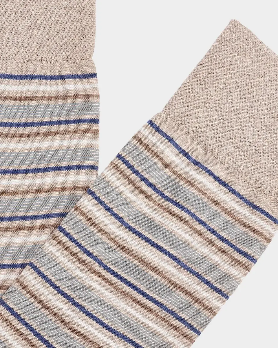 Marcoliani Men's Multi-Stripe Cotton Blend Mid-Calf Socks | Thumbnail 2 Marcoliani Men's Multi-Stripe Cotton Blend Mid-Calf Socks | Thumbnail 2