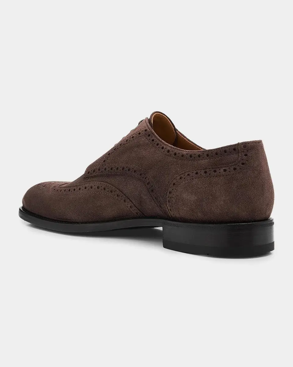 Kiton Men's Wingtip Suede Oxfords | Thumbnail 4 Kiton Men's Wingtip Suede Oxfords | Thumbnail 4