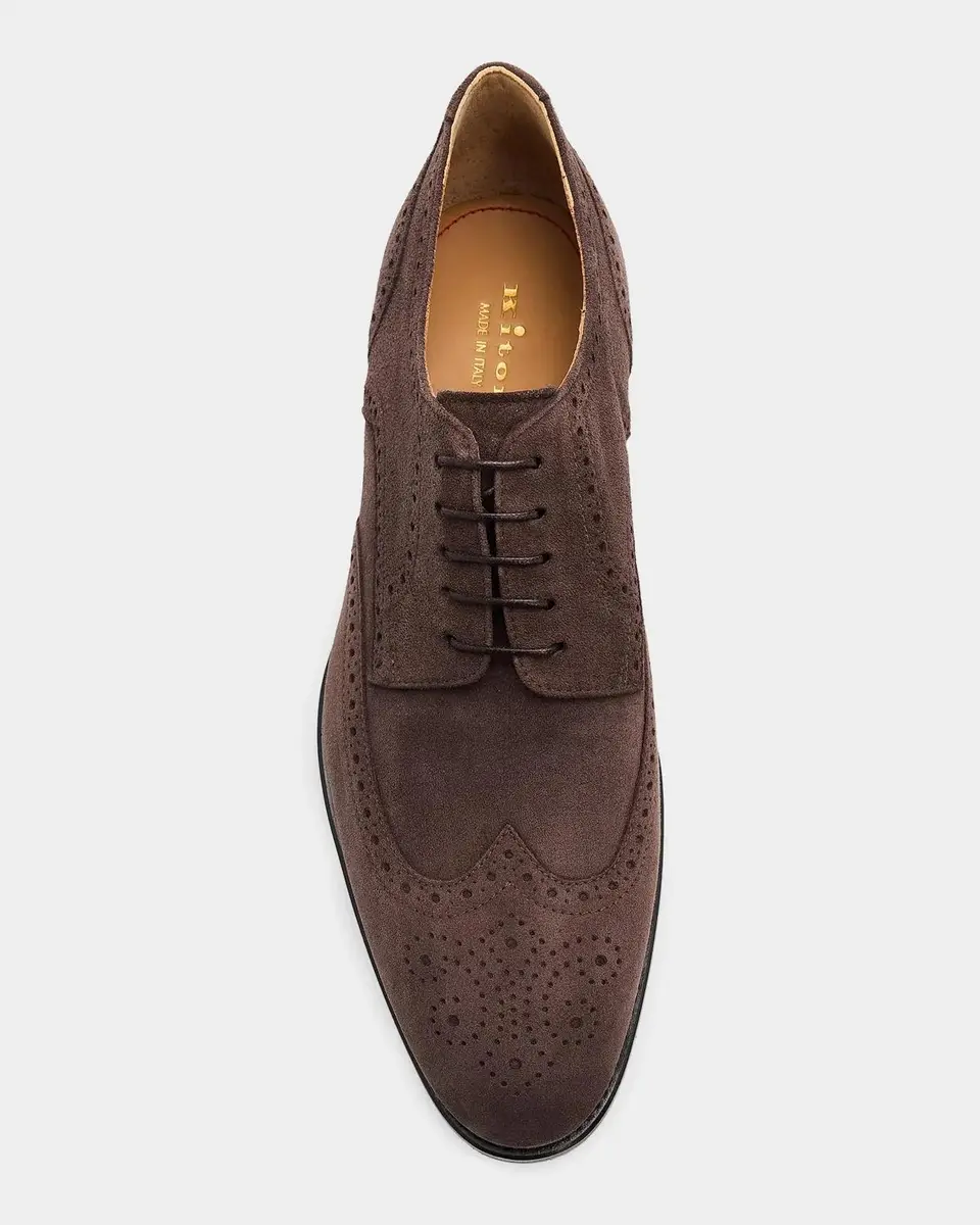Kiton Men's Wingtip Suede Oxfords | Thumbnail 5 Kiton Men's Wingtip Suede Oxfords | Thumbnail 5