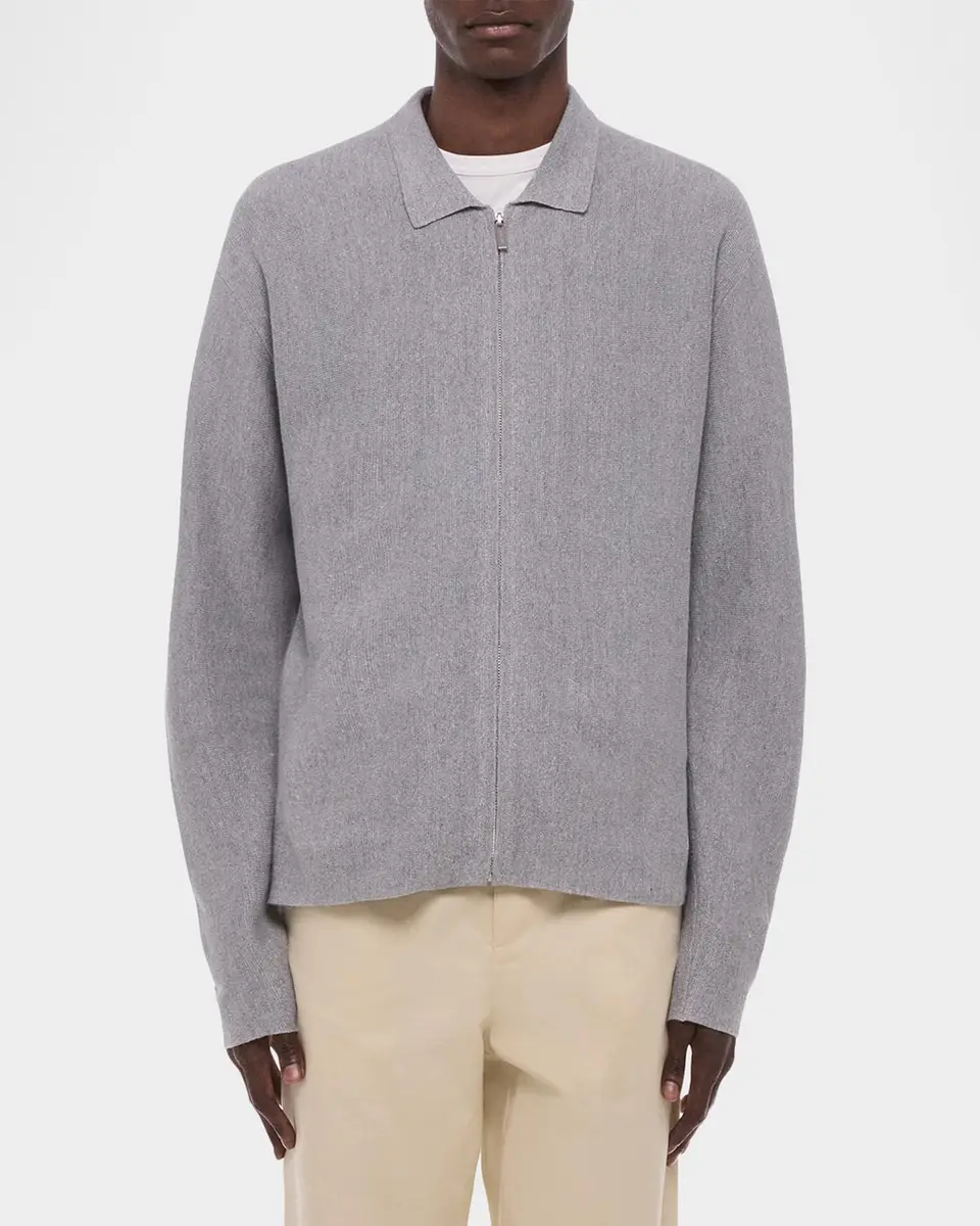Helmut Lang Men's Raw-Cut Trim Full-Zip Shirt Jacket | Thumbnail 4 Helmut Lang Men's Raw-Cut Trim Full-Zip Shirt Jacket | Thumbnail 4