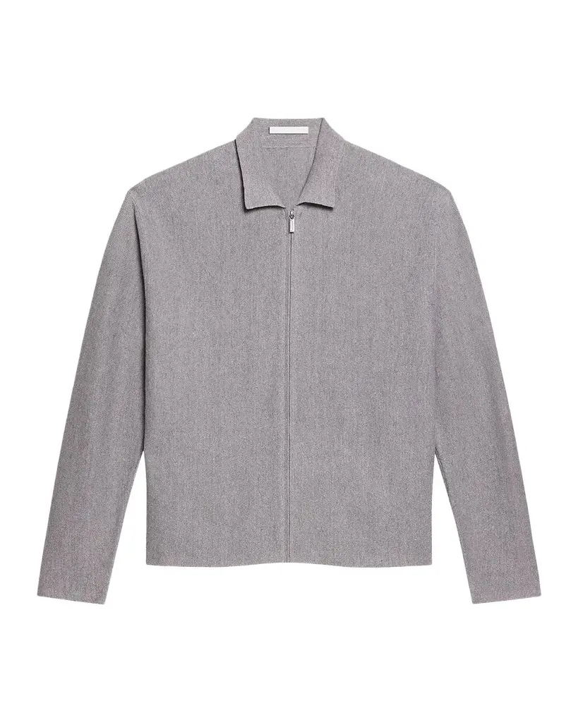 Helmut Lang Men's Raw-Cut Trim Full-Zip Shirt Jacket | Image 1 Helmut Lang Men's Raw-Cut Trim Full-Zip Shirt Jacket | Image 1