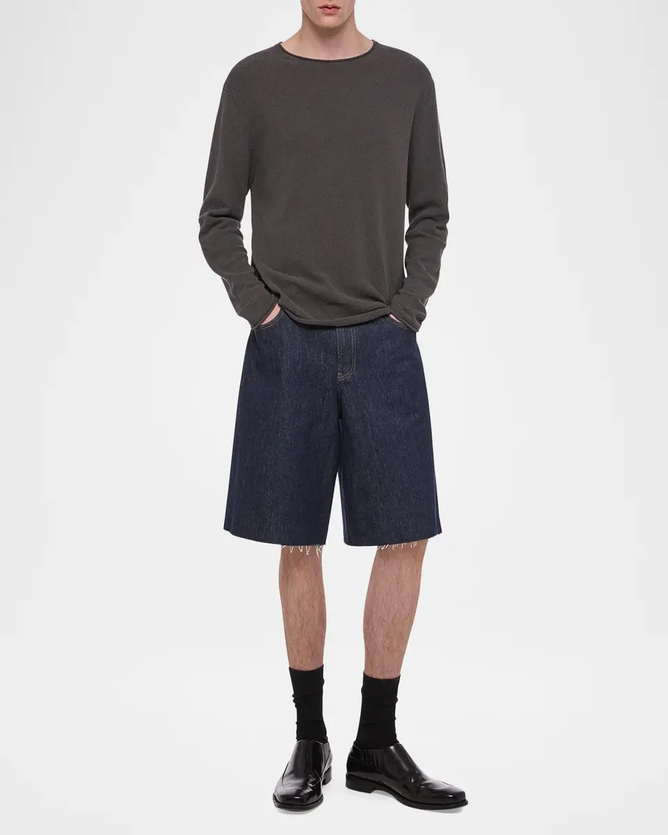 Helmut Lang Men's Textured Raw-Edge Crewneck Sweater | Thumbnail 2 Helmut Lang Men's Textured Raw-Edge Crewneck Sweater | Thumbnail 2
