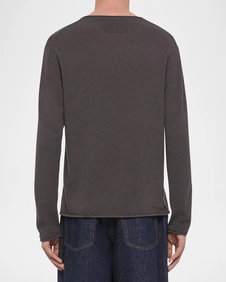 Helmut Lang Men's Textured Raw-Edge Crewneck Sweater | Thumbnail 3 Helmut Lang Men's Textured Raw-Edge Crewneck Sweater | Thumbnail 3