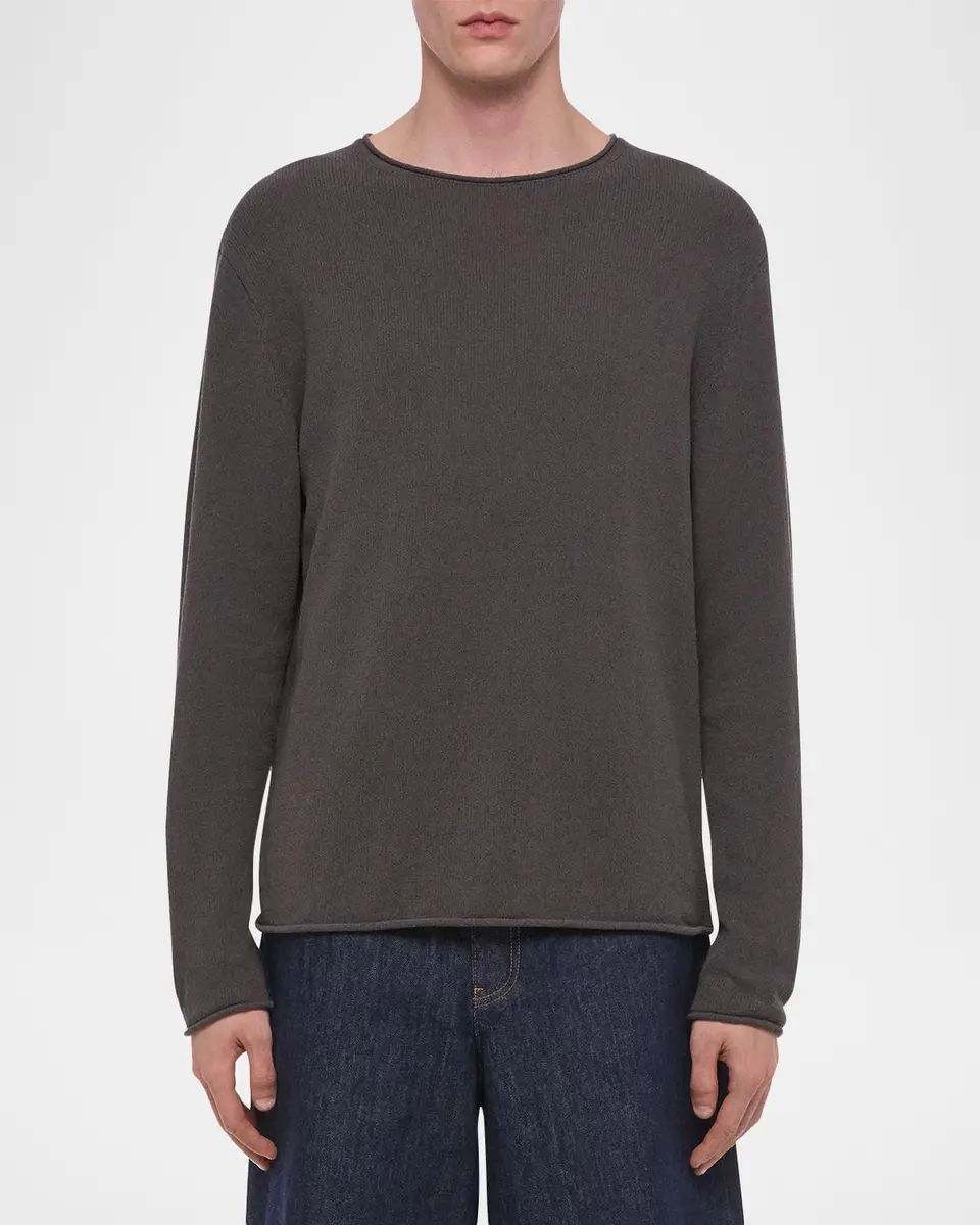 Helmut Lang Men's Textured Raw-Edge Crewneck Sweater | Thumbnail 4 Helmut Lang Men's Textured Raw-Edge Crewneck Sweater | Thumbnail 4