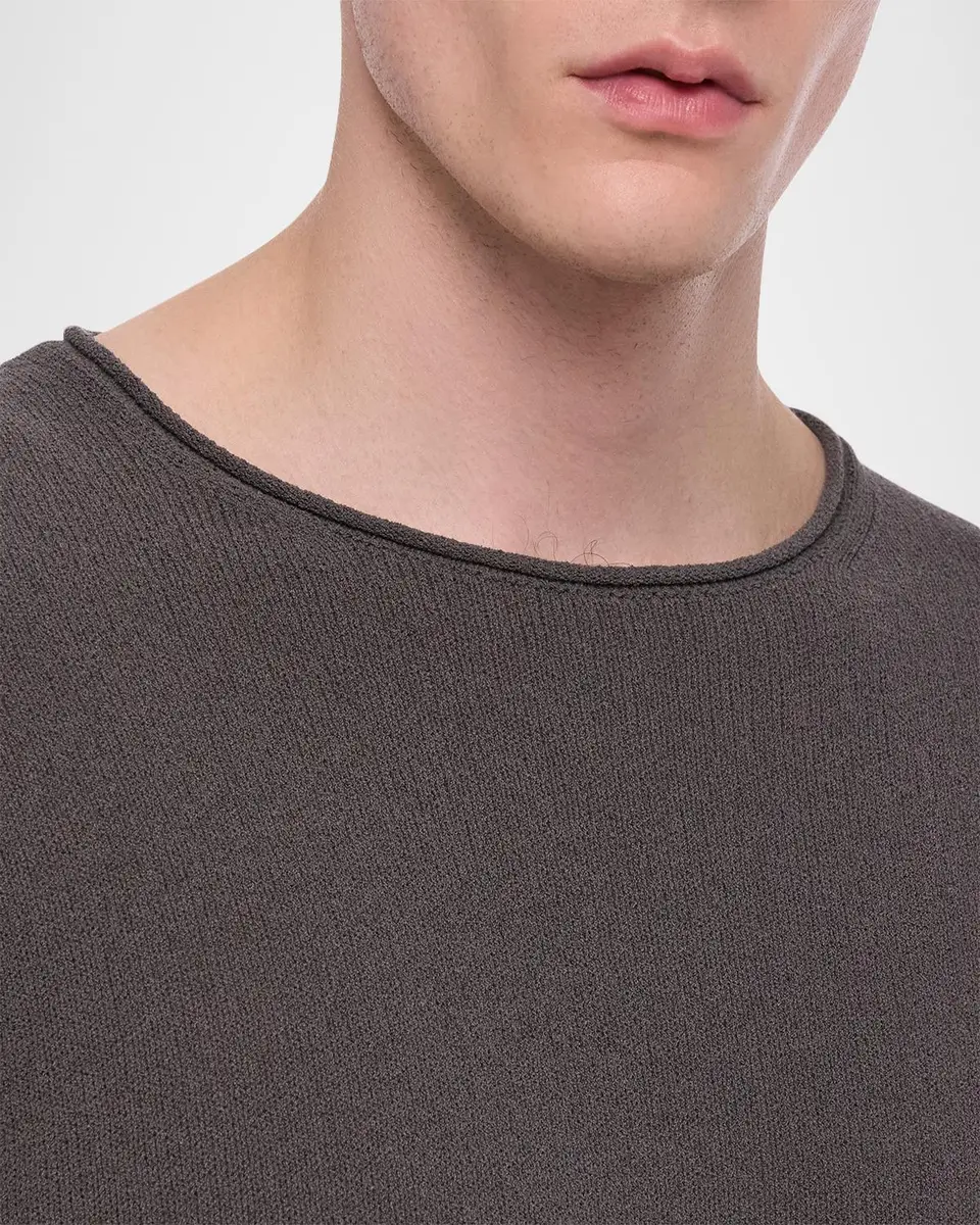 Helmut Lang Men's Textured Raw-Edge Crewneck Sweater | Thumbnail 5 Helmut Lang Men's Textured Raw-Edge Crewneck Sweater | Thumbnail 5