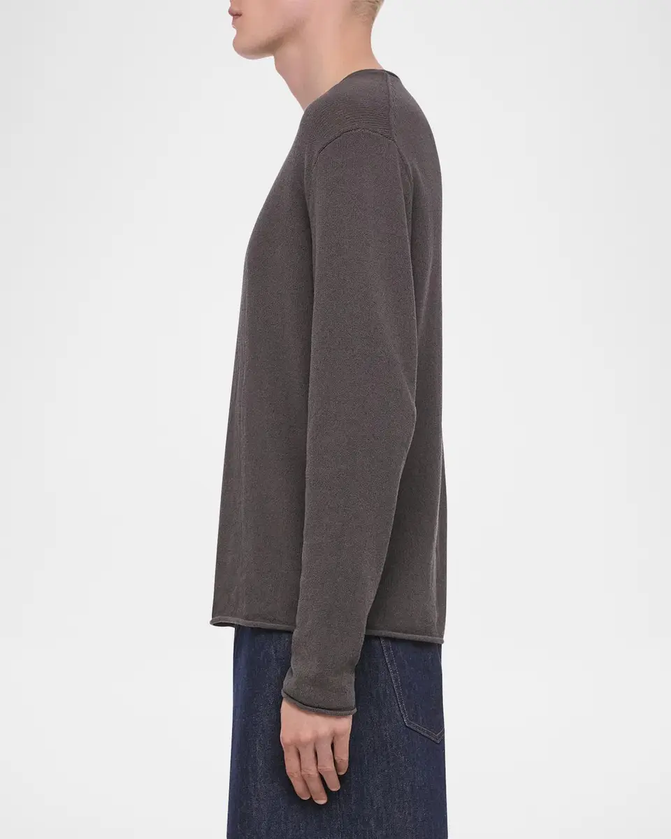 Helmut Lang Men's Textured Raw-Edge Crewneck Sweater | Thumbnail 6 Helmut Lang Men's Textured Raw-Edge Crewneck Sweater | Thumbnail 6