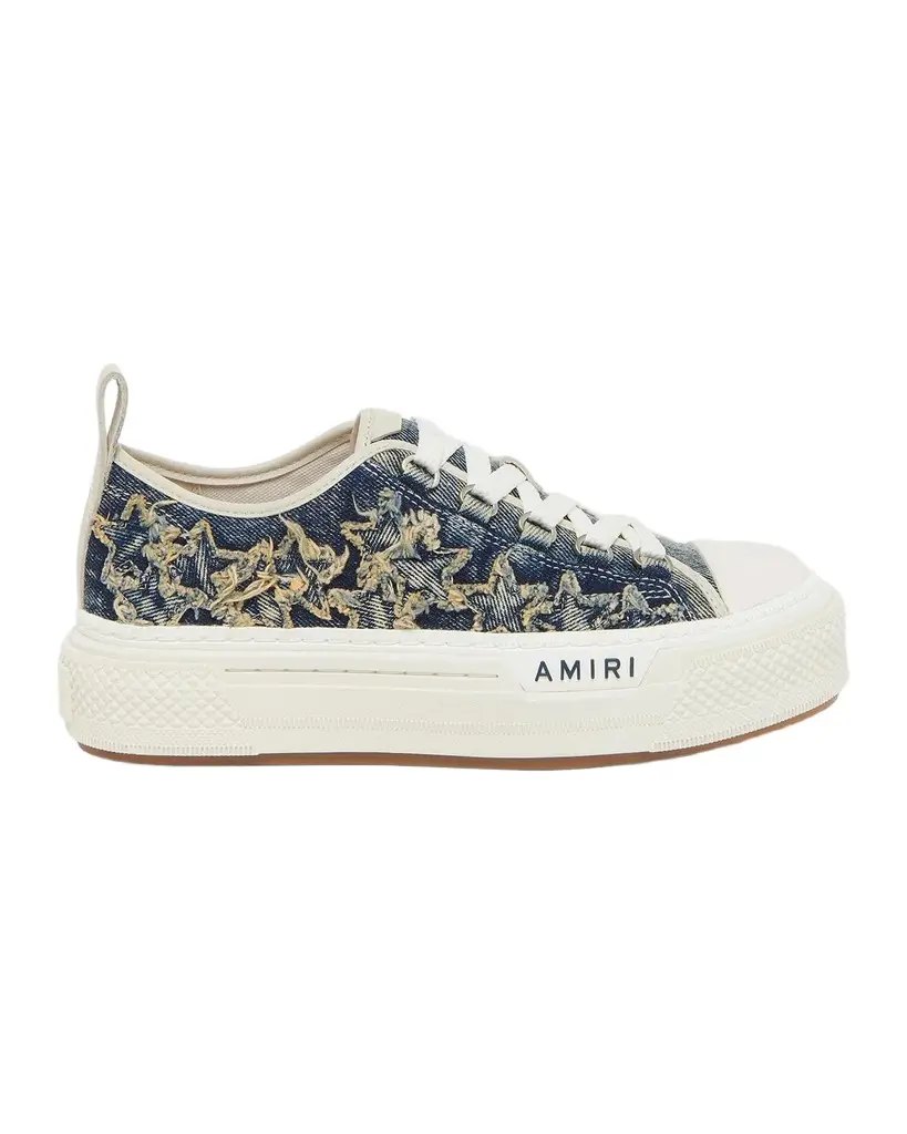 Amiri Court Denim Low-Top Sneakers | Image 1 Amiri Court Denim Low-Top Sneakers | Image 1