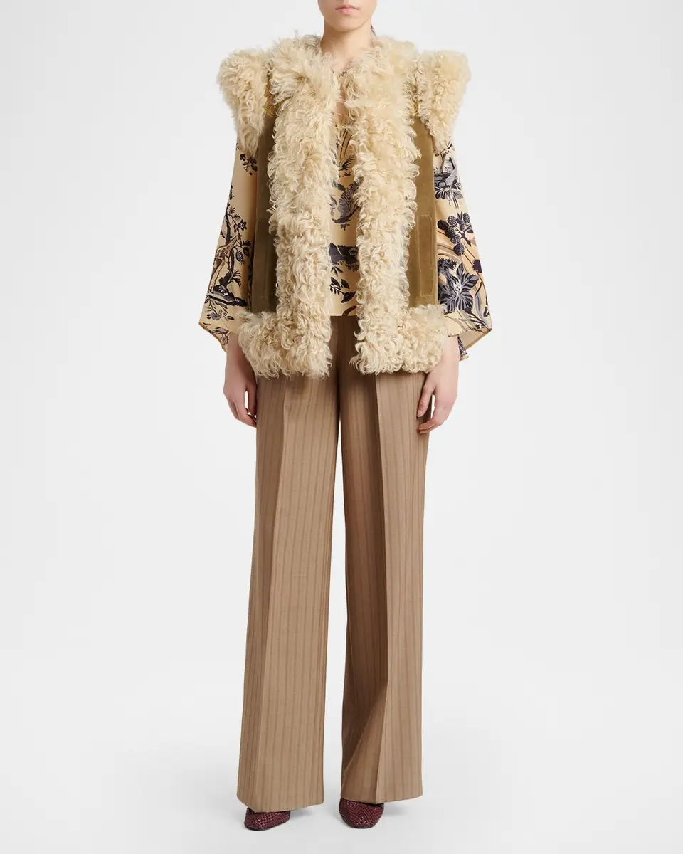 Etro Peacock Embroidered Lamb Shearling Vest | Thumbnail 2 Etro Peacock Embroidered Lamb Shearling Vest | Thumbnail 2