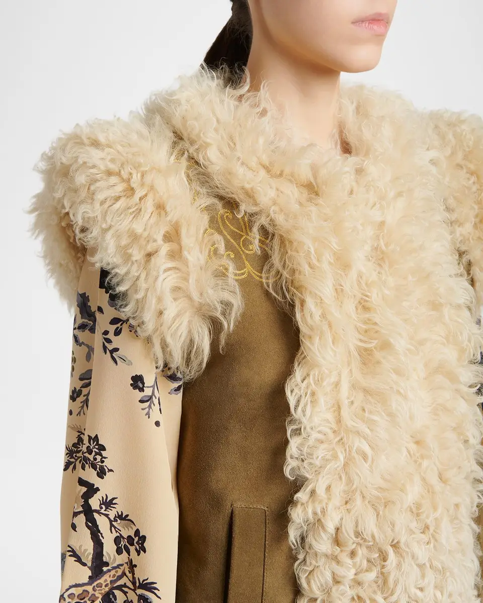 Etro Peacock Embroidered Lamb Shearling Vest | Thumbnail 5 Etro Peacock Embroidered Lamb Shearling Vest | Thumbnail 5