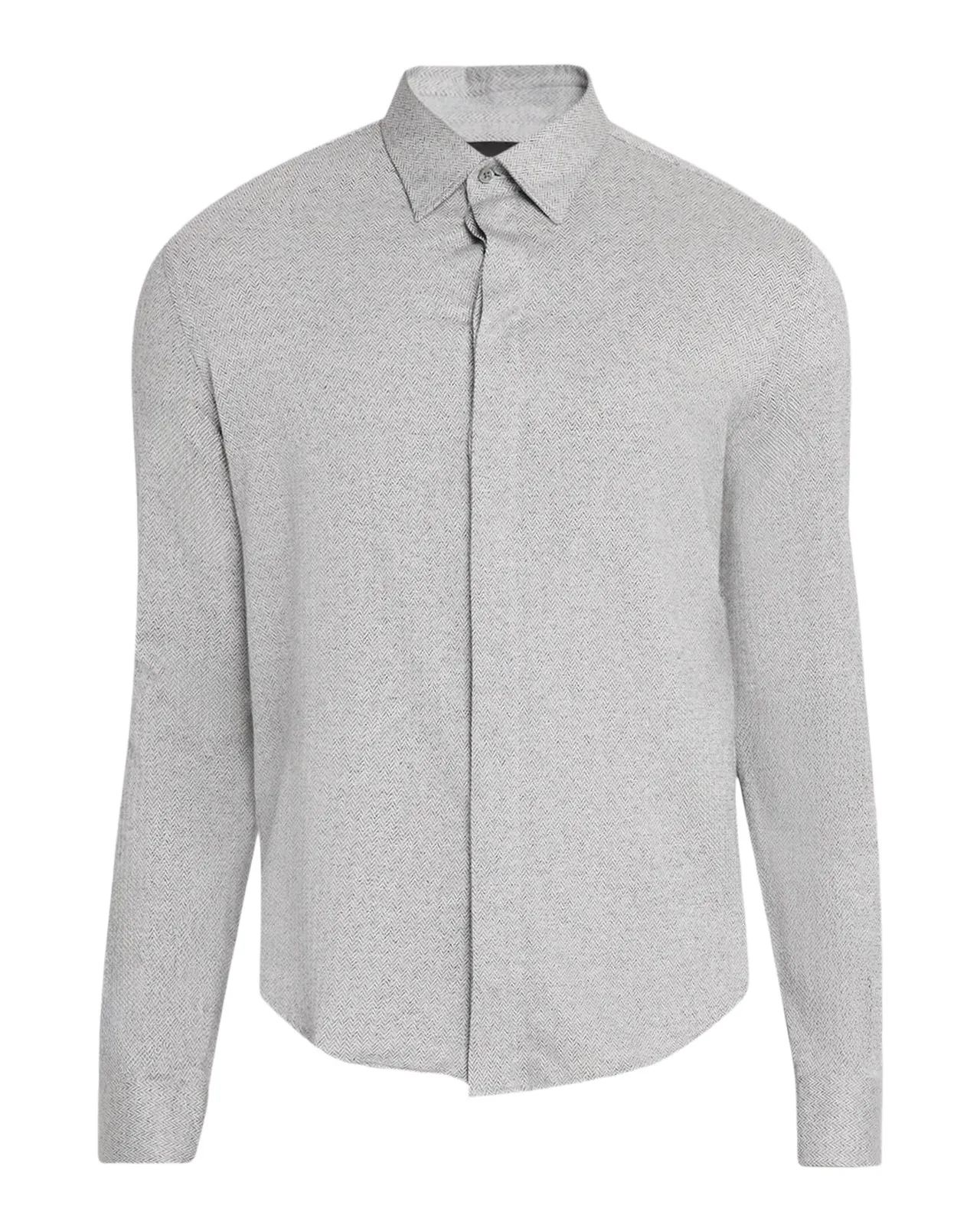 Emporio Armani Men's Cotton Chevron Covered-Placket Shirt