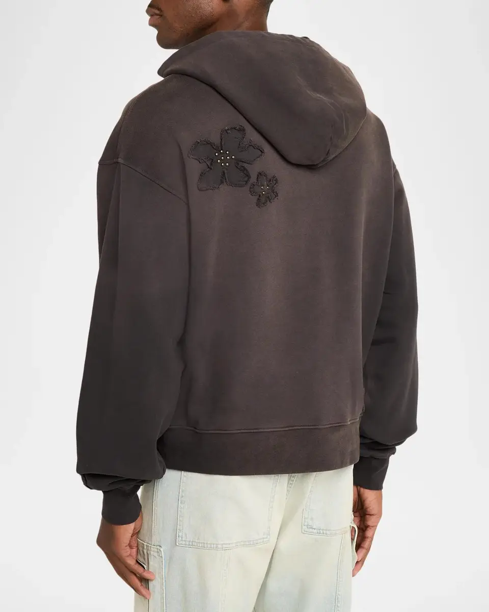Nahmias Men's Flower-Patch Cotton Hoodie | Thumbnail 3 Nahmias Men's Flower-Patch Cotton Hoodie | Thumbnail 3