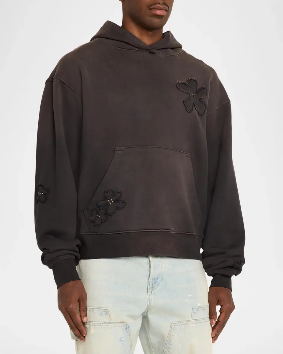 Nahmias Men's Flower-Patch Cotton Hoodie | Thumbnail 4 Nahmias Men's Flower-Patch Cotton Hoodie | Thumbnail 4