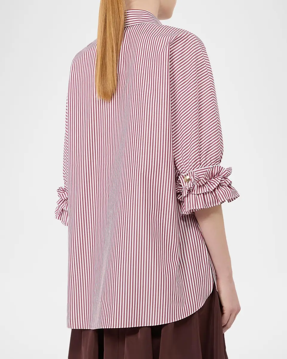 Max Mara Ruffle-Trim Striped Cotton Poplin Shirt | Thumbnail 3 Max Mara Ruffle-Trim Striped Cotton Poplin Shirt | Thumbnail 3
