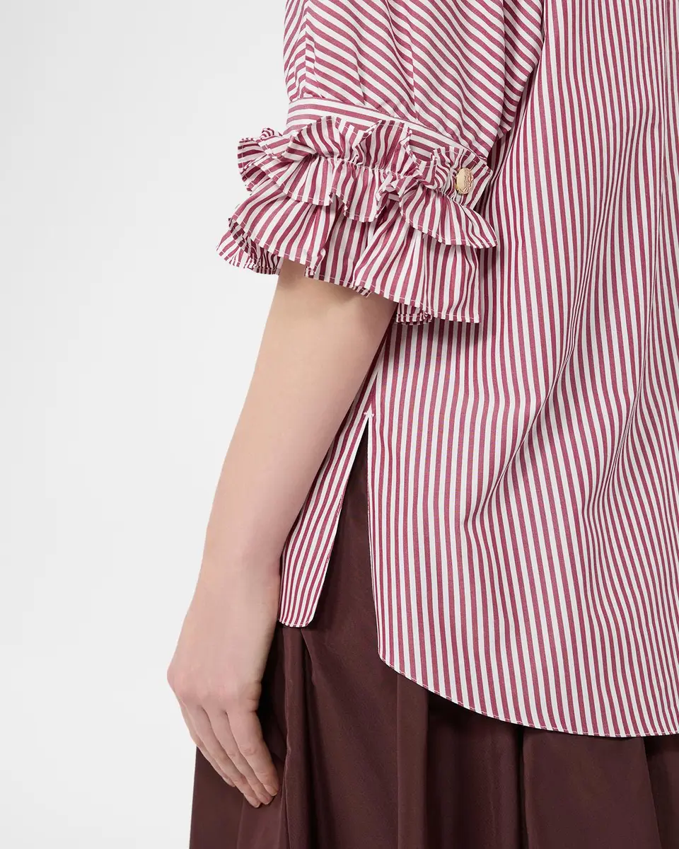 Max Mara Ruffle-Trim Striped Cotton Poplin Shirt | Thumbnail 5 Max Mara Ruffle-Trim Striped Cotton Poplin Shirt | Thumbnail 5