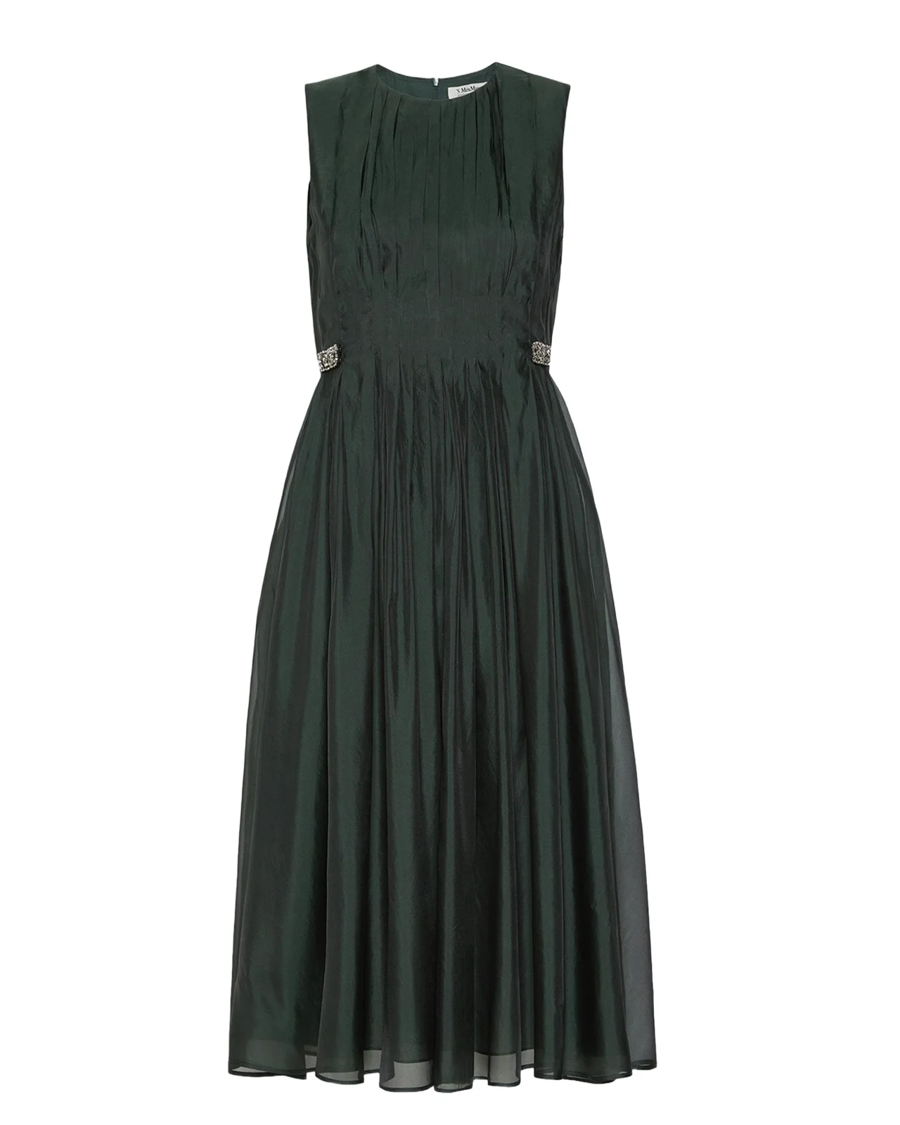 Sleeveless Pleated Organza Midi Dress