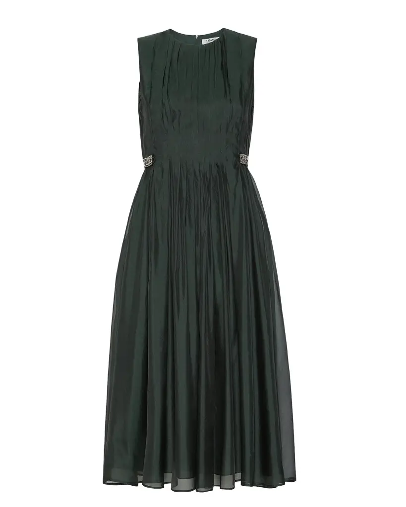 Max Mara Sleeveless Pleated Organza Midi Dress | Image 1 Max Mara Sleeveless Pleated Organza Midi Dress | Image 1