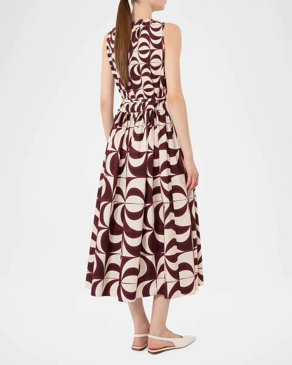 Max Mara Geometric-Print Cotton Poplin Midi Dress | Thumbnail 3 Max Mara Geometric-Print Cotton Poplin Midi Dress | Thumbnail 3