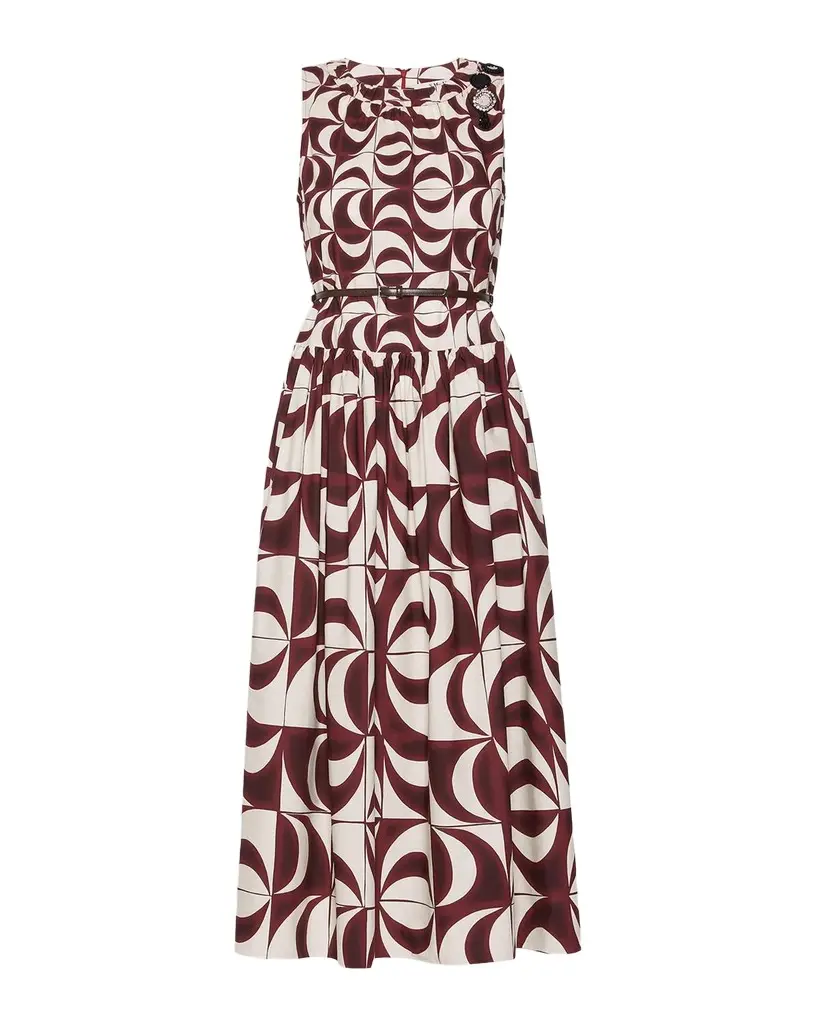 Max Mara Geometric-Print Cotton Poplin Midi Dress | Image 1 Max Mara Geometric-Print Cotton Poplin Midi Dress | Image 1