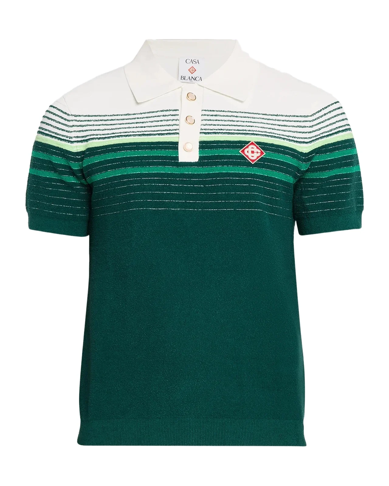 Casablanca Men's Cotton Blend Stripe Knit Polo Shirt