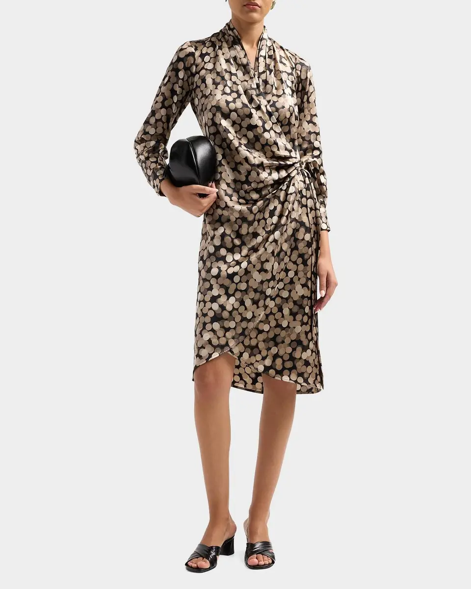 Kiton Printed Silk Wrap Midi Dress | Thumbnail 2