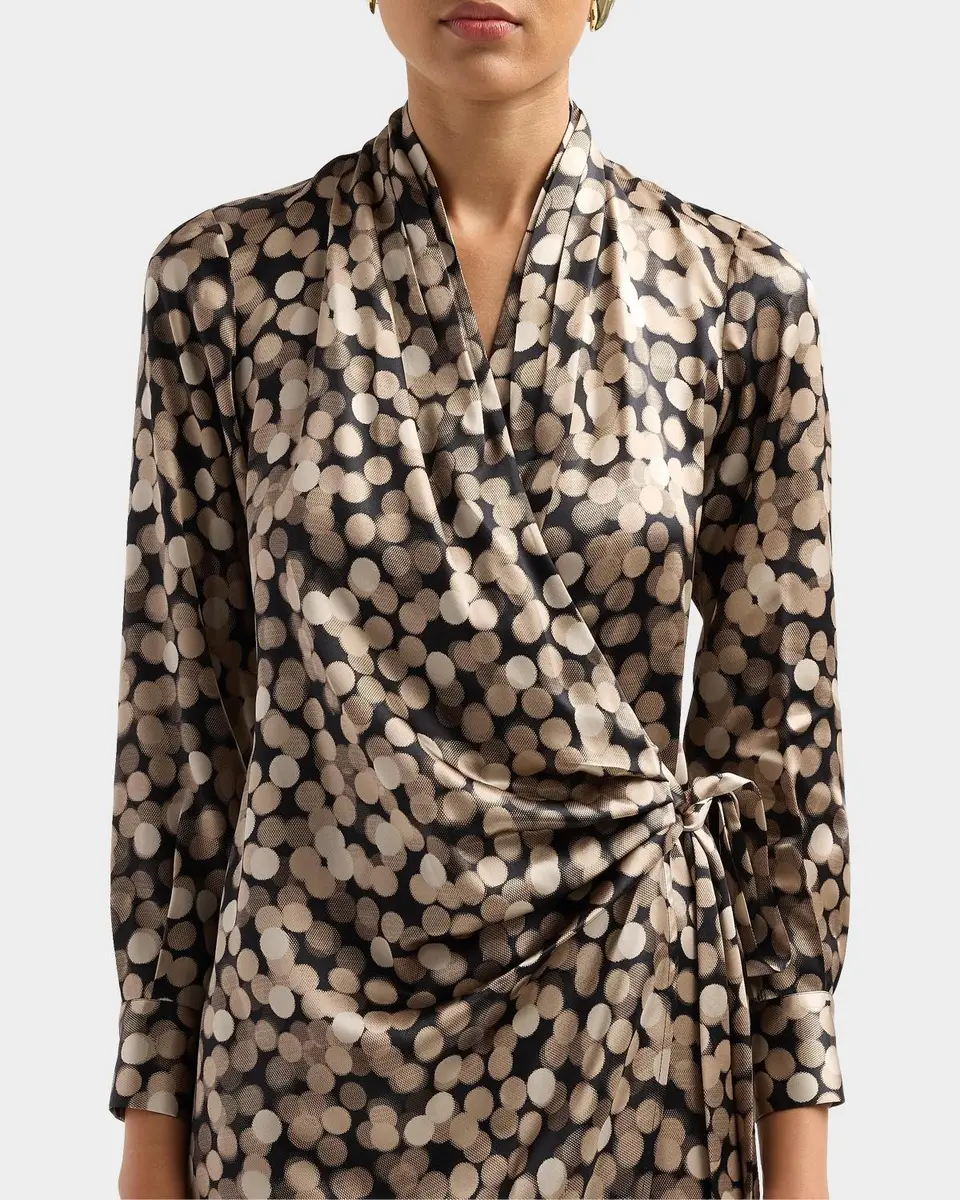 Kiton Printed Silk Wrap Midi Dress | Thumbnail 4