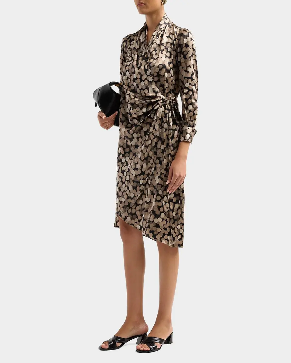 Kiton Printed Silk Wrap Midi Dress | Thumbnail 5