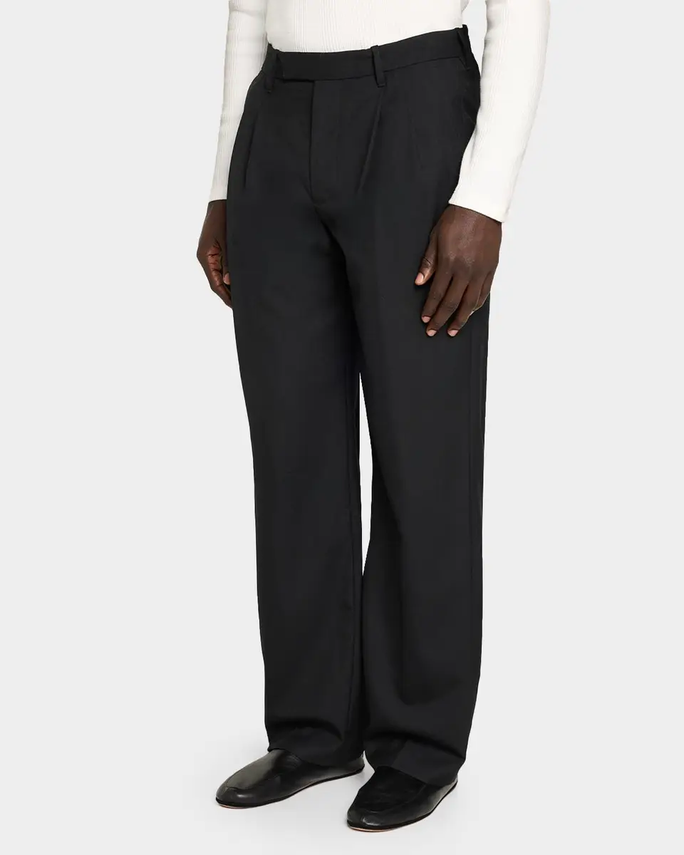 Vince Men's Twill Straight-Leg Pleated Trousers | Thumbnail 4