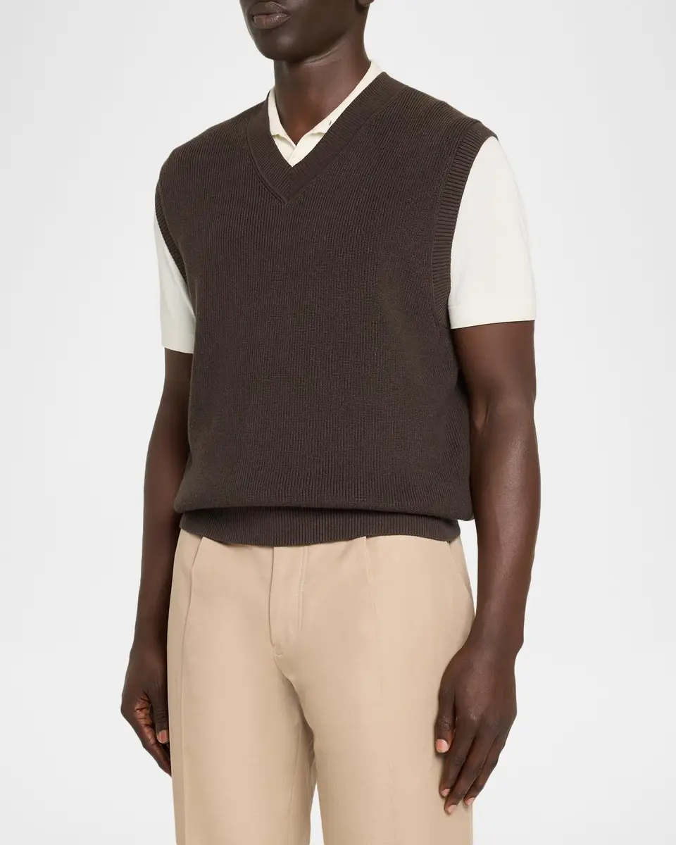 Vince Men's Cotton Rib-Knit Vest | Thumbnail 4 Vince Men's Cotton Rib-Knit Vest | Thumbnail 4