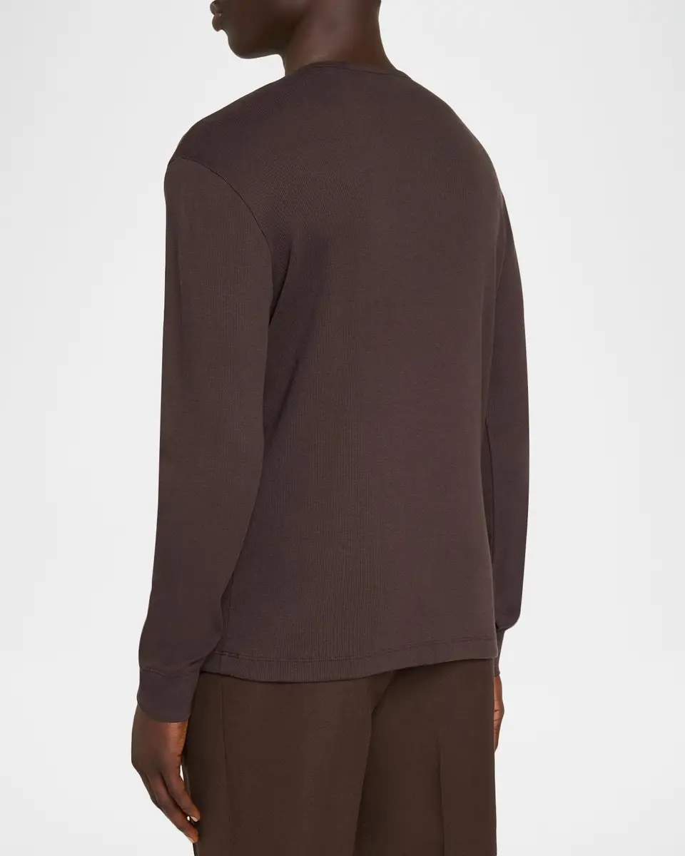 Vince Men's Cotton Rib Long-Sleeve Henley T-Shirt | Thumbnail 3