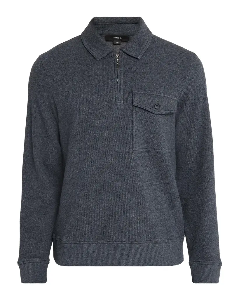Vince Men's Pique Half-Zip Polo Sweater | Image 1 Vince Men's Pique Half-Zip Polo Sweater | Image 1