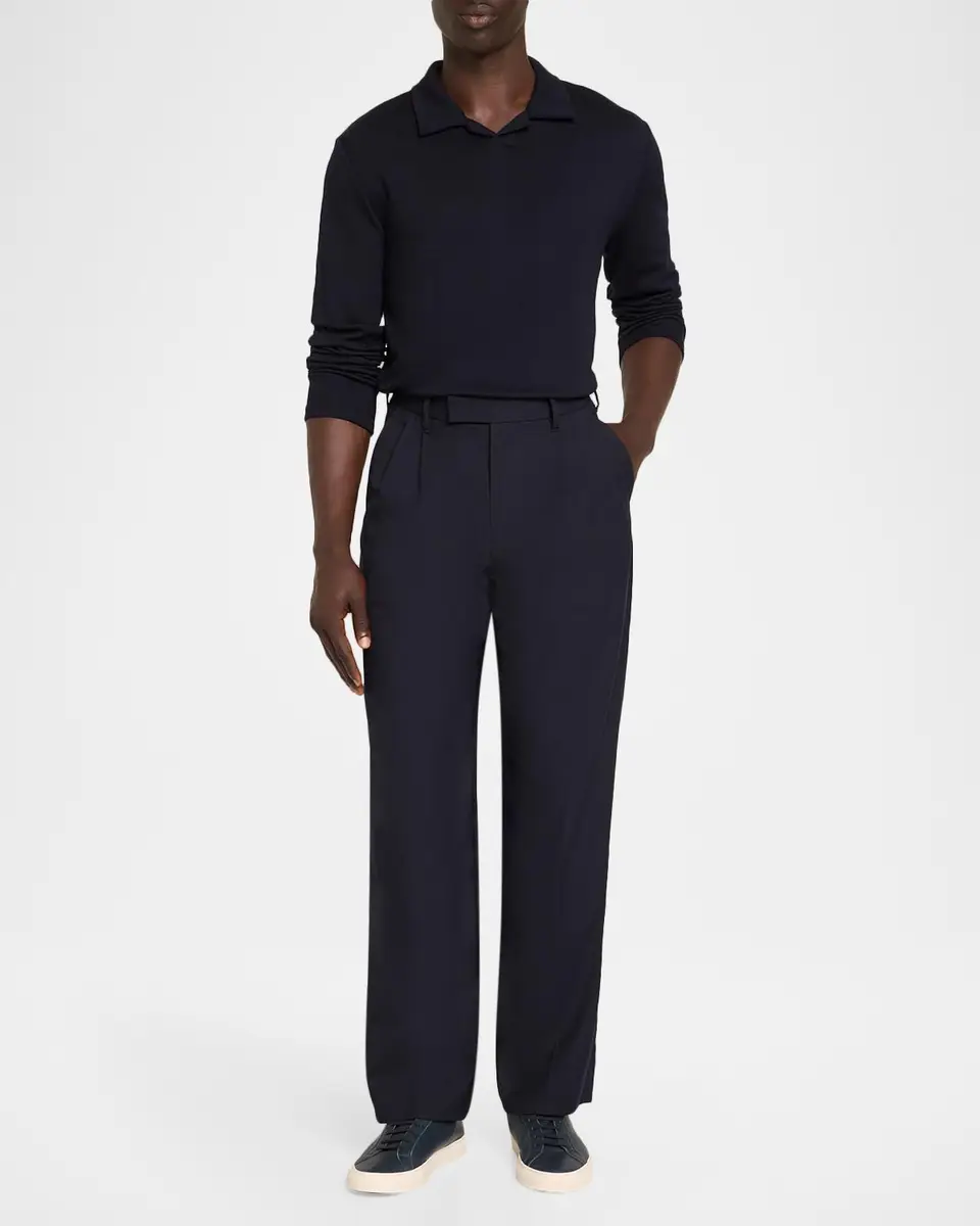 Vince Men's Twill Straight-Leg Pleated Trousers | Thumbnail 2