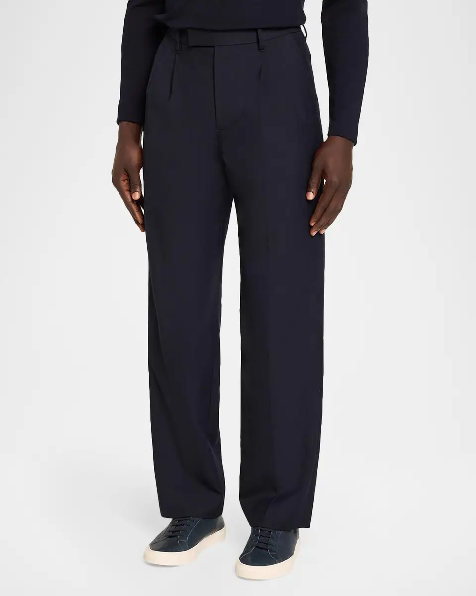 Vince Men's Twill Straight-Leg Pleated Trousers | Thumbnail 4